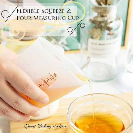 3PCS Silicone Measuring Cups 125ml 250ml 500ml Double Scale Baking Milk Cup Set