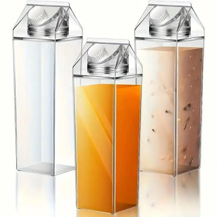 4pcs Large Capacity Square Mug Transparent Plastic Water Juice Drinking Cups