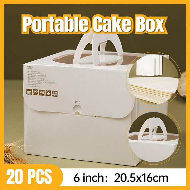 Portable White Paper Cake Boxes with Display Window