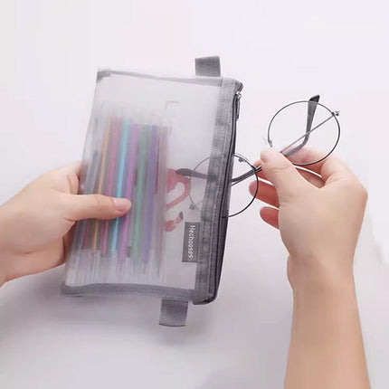 10PCS Clear Mesh Pencil Case Pen Cosmetic Makeup Storage Bag Organizer Pouch - Aimall