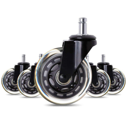 5pcs 3-Inch PU Transparent Caster Wheels Luggage Office Chair Mute Swivel Wheels
