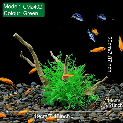 Aquarium Landscaping Decoration Artificial Wood and Plants Fish Tank Ornament