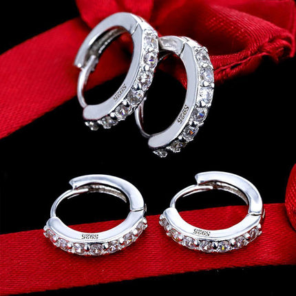 1 Pair Woman Hoops Stud Earring Gem Stone Diamond Ear Ring Piercing Jewellery - Aimall