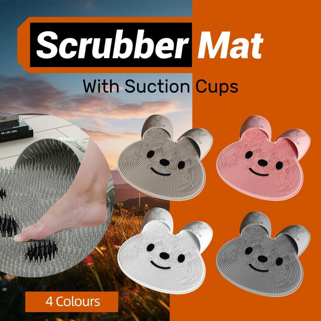 Silicone Foot Scrubber Rabbit Tub Mat Suction Cup Exfoliating Brush Cleaning Mat
