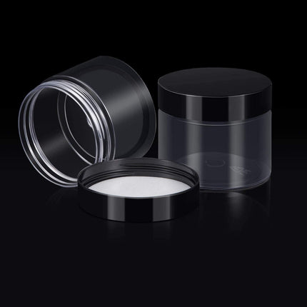 10pcs Wide Mouth Plastic Jars Black Lid Transparent Skin Care Cream Containers
