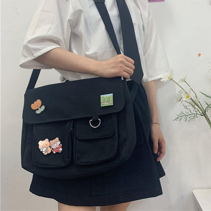 Cute Girl Crossbody Canvas Bag Womens Shoulder Bag Messenger Handbag Casual Tote