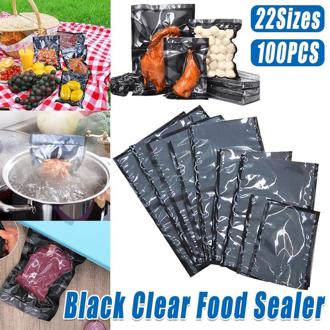 100pcs Transparent Vacuum Bags Air Compression Sealed Food Packaging