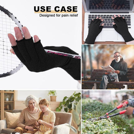 Brace Arthritis Hand Compression Gloves fingerless gloves Pain Relief Black - Aimall