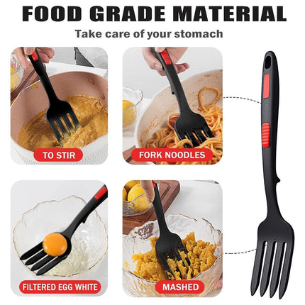 2PCS Silicone Heat Resistant Flexible Cooking Forks Dishwasher Safe Kitchen