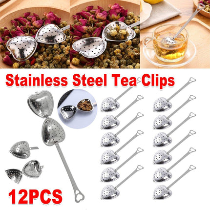 12pcs Stainless Steel Heart Tea Strainer Tea Infuser Clip for Loose Leaf Tea