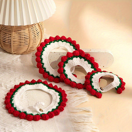 Adjustable Knitted Pet Collar Cute Bib Style for Cats and Small Dogs
