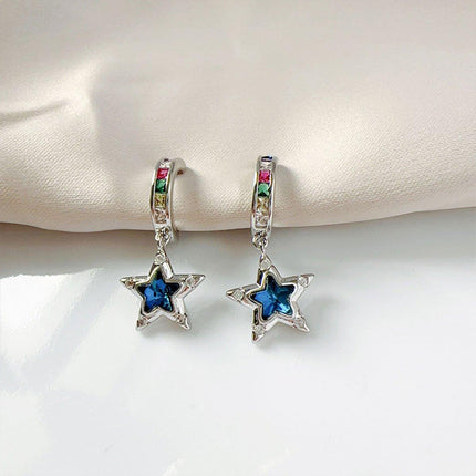 Star Hollow Circle Earrings Elegant Simple Design Fashion Jewelry for Women