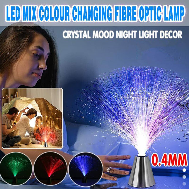 LED Mix Colour Changing Fibre Optic Lamp Crystal Mood Night Light Decor - Aimall