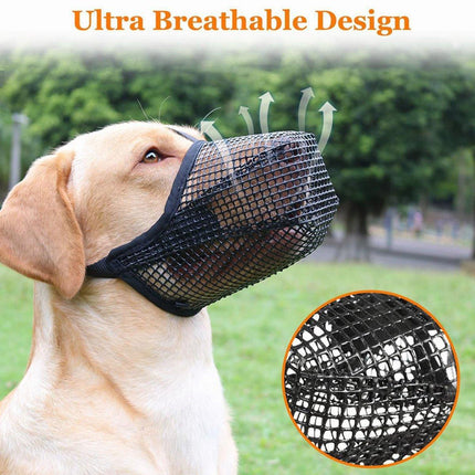 2PCS Adjustable Mesh Pet Dog Muzzle Mask Mouth Cover No Bite Strap Mouth Cover
