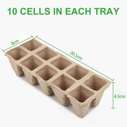 250x 10Grids Nursery Pots Biodegradable Paper Pulp Cup Garden Plant Nursery Tray - Aimall