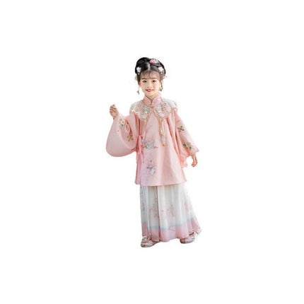 Chinese Girls Embroidered Dress Floral Tang Suit Hanfu Fairy Ancient Costume New - Aimall