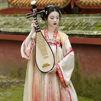 Embroidery Hanfu Tang Style Half Arm Upper Garment Chest Length Skirt Improved - Aimall