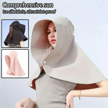 Women Summer Sun Protection Hat Large Brim Face Cover Shawl UV Protection Cap