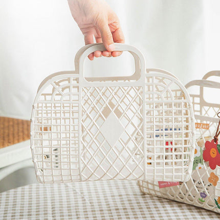 16pcs Diamond Plastic Bath Storage Basket Handheld Soft Bathroom Wash Basket Set
