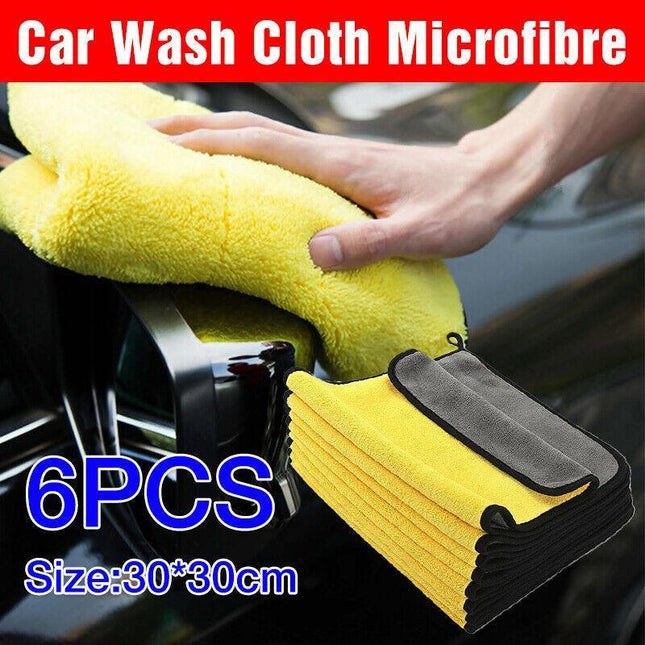 6Pcs Car Wash Cloth Microfibre Super Absorbent Polishing Cleaning Towels Drying - Aimall