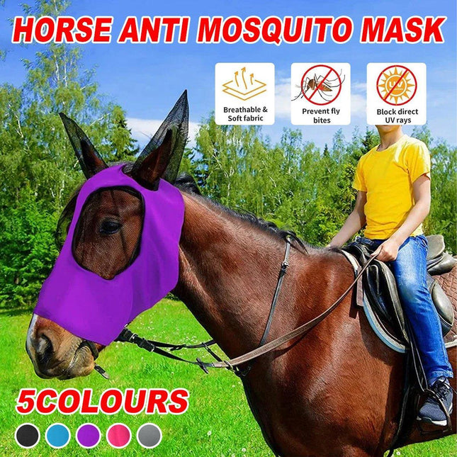 Mosquito Fly Mask For Horses UV Protection Breathable Horse Face Covering