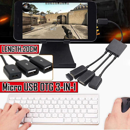 Micro USB 2.0 OTG HUB Cable Adapter AU Male to Female Dual Host Fast Transfer - Aimall
