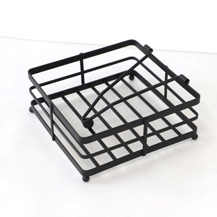 2PCS Black Wrought Iron Napkin Holder Square Tissue Rack for Home Kitchen Decor