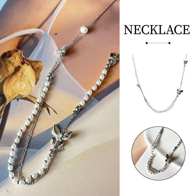 Elegant Butterfly Pendant Necklace for Women Jewelry Layered Chain Design