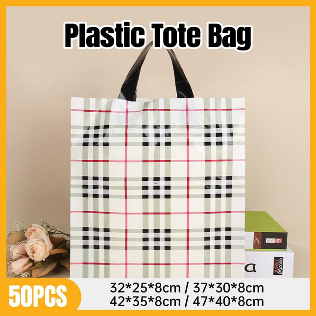 50x Reusable Plastic Tote Bag Eco Friendly Shopping Bags Durable Large Capacity