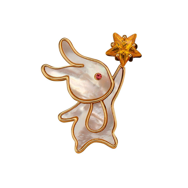 Fashion Unique Shell Rabbit Brooch for Women Versatile Star Accessory Jewelry