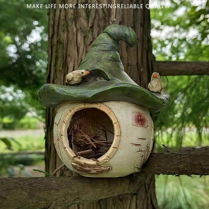 Cartoon Hanging Birdhouse Cozy Nest Resin Garden Outdoor Tree Patio Decor