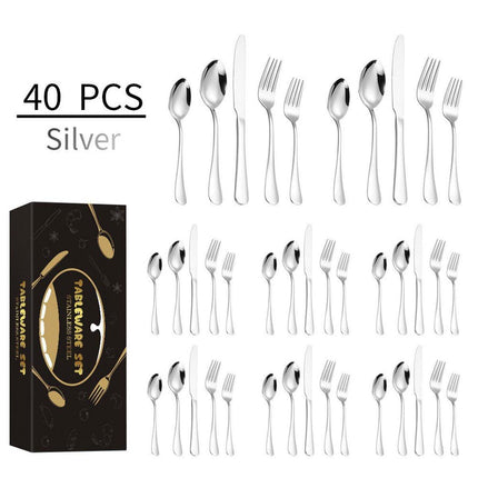 20/40pcs Stainless Steel Cutlery Set Knife Fork Spoon Western Hotel Tableware