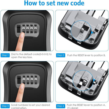 Portable Key Lock Box Hanging Combination Storage Organizer for Home Security
