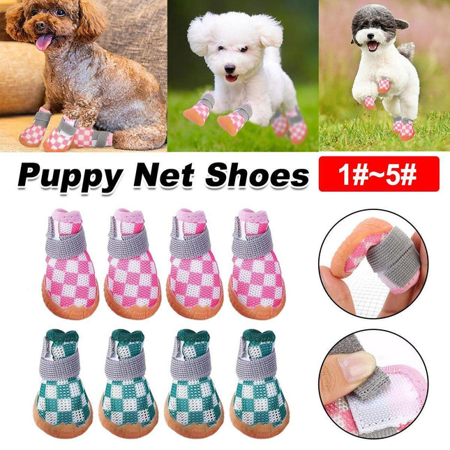 4pcs Breathable Mesh Dog Shoes Small Pets Puppy Paw Protection Summer Boots