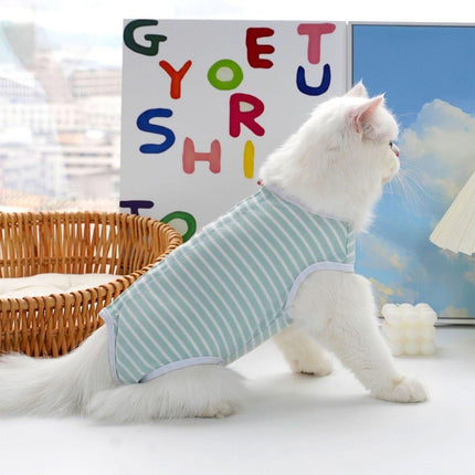 Pet Clothes for All Seasons Solid Color Striped Dog Cat Apparel Puppy Outfit