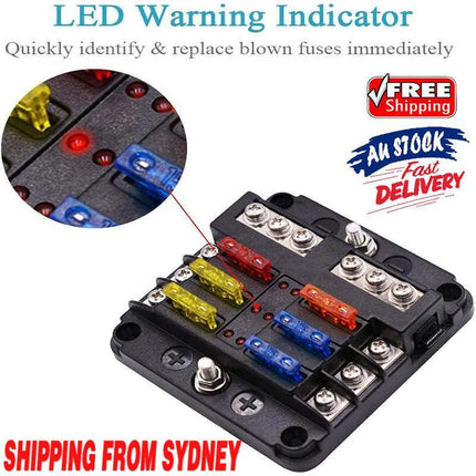 23PC 6 Way Blade Fuse Box Block Holder Indicator LED Light 12V/32V Car Marine - Aimall