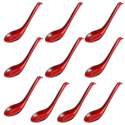10PCS Soup Ramen Spoons Asian Chinese Japanese Utensils Long HandleHook Flatware - Aimall