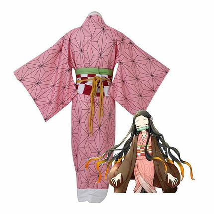 Anime Demon Slayer Kimetsu no Yaiba Kamado Nezuko Cosplay Costume Kimono Wig AU - Aimall