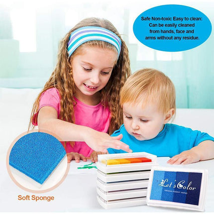 4Colours Fingerprint Stamp Set with Plastic Case Washable Color DIY Ink Pad - Aimall