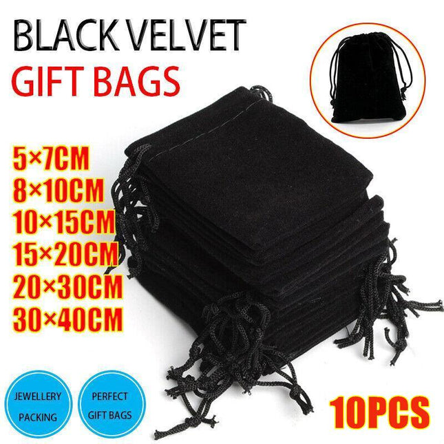 Black Velvet Pouch Drawstring Bags Wedding Favours Gift Party Jewellery Packing - Aimall