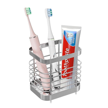 Stainless Steel Household Toothbrush Holder Draining Storage Shelf for Bathroom