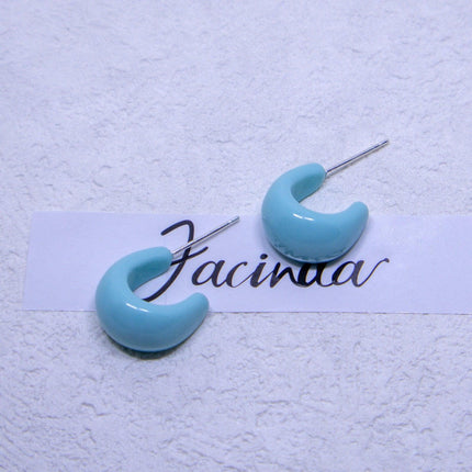Candy Colour Letter C Stud Earrings Minimalist Design Fashion Jewellery Women