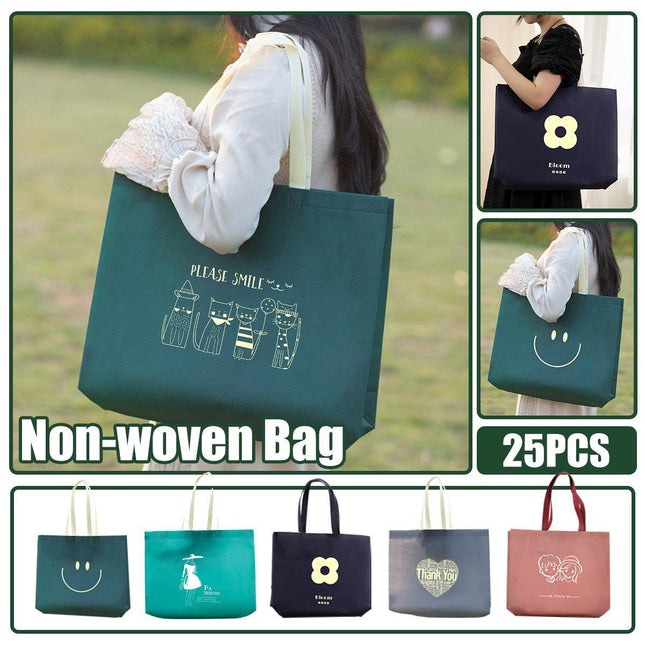 25PCS Fashionable Non-Woven Fabric Tote Eco Friendly Bag Reusable Shopping Bag