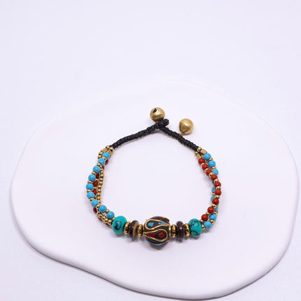 Ethnic Style Handmade Bracelet Color Stone Sky Bead Fashion Round Bead Bracelet