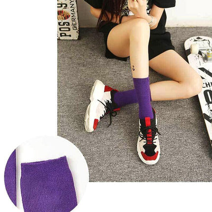 New Olid Pure Colour Formal Socks Cotton Fashion Casual Breathable Crew Socks - Aimall