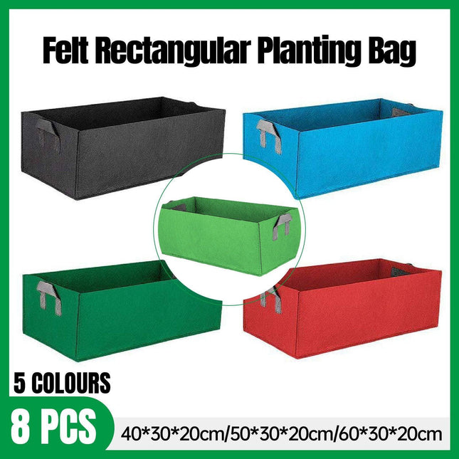 8pcs Felt Rectangular Planting Bags Vegetable Grow Bags Non-Woven Flower Pots
