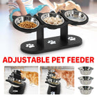 Adjustable 3pcs Pet Feeder Dog Food Bowl Rack Vertical Cat Feeding Station