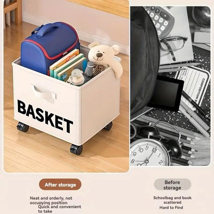 Rolling Storage Basket with Wheels for Under Desk or Shelf Organisation