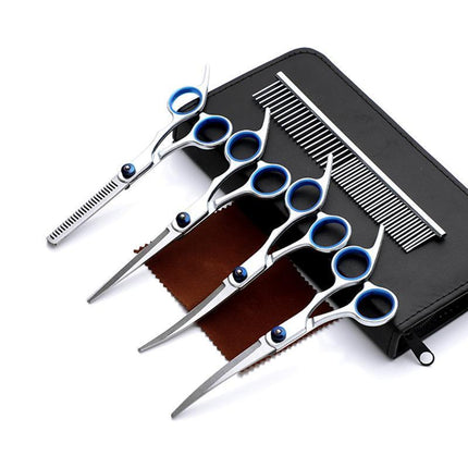 7" Pet Grooming Scissors Set Straight Curved Dog Cat Cutting Thinning Shears 7x - Aimall