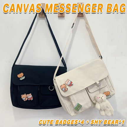 Cute Girl Crossbody Canvas Bag Womens Shoulder Bag Messenger Handbag Casual Tote